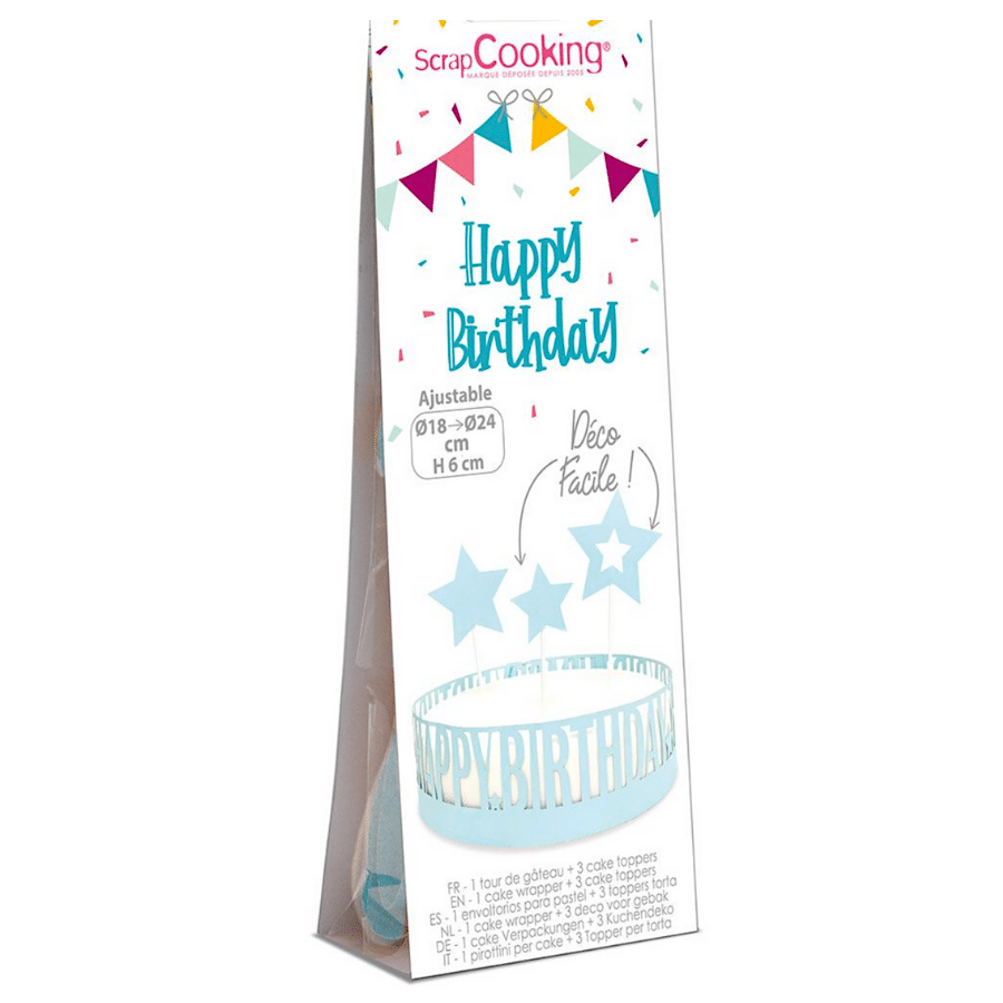 WRAPPER + TOPPERS PARA TARTA SCRAPCOOKING - "HAPPY BIRTHDAY" 1 WRAPPER + TOPPERS PARA TARTA SCRAPCOOKING - "HAPPY BIRTHDAY"