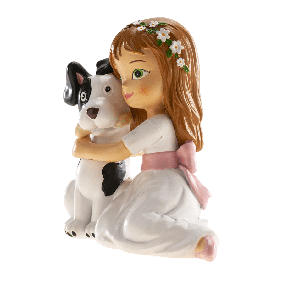FIGURA PARA TARTA COMUNION - NIÑA CON PERRO 2 FIGURA PARA TARTA COMUNION - NIÑA CON PERRO - Imagen 2