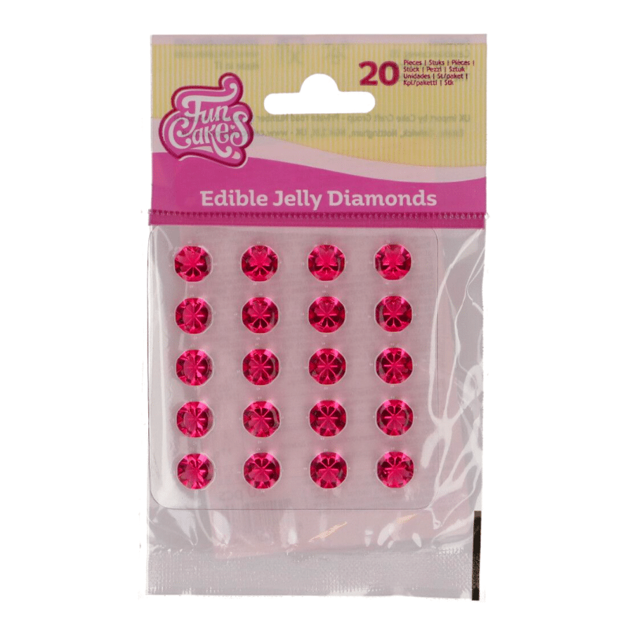 DIAMANTES COMESTIBLES DE GELATINA FUNCAKES - ROSA 1 DIAMANTES COMESTIBLES DE GELATINA FUNCAKES - ROSA