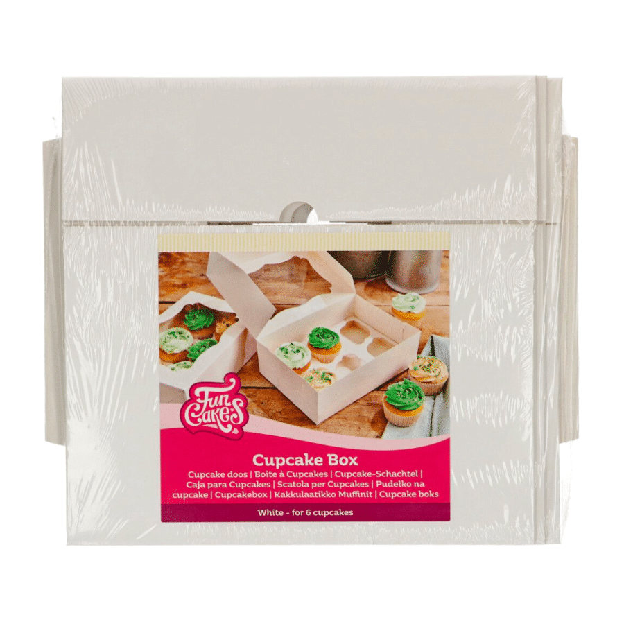 CAJA PARA 6 CUPCAKES BLANCA CON VENTANA - FUNCAKES (3 U) 1 CAJA PARA 6 CUPCAKES BLANCA CON VENTANA - FUNCAKES (3 U)