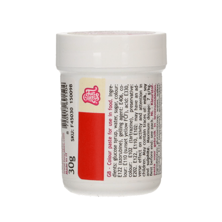 COLORANTE EN PASTA FUNCAKES - ROJO NAVIDAD 30 G 1 COLORANTE EN PASTA FUNCAKES - ROJO NAVIDAD 30 G