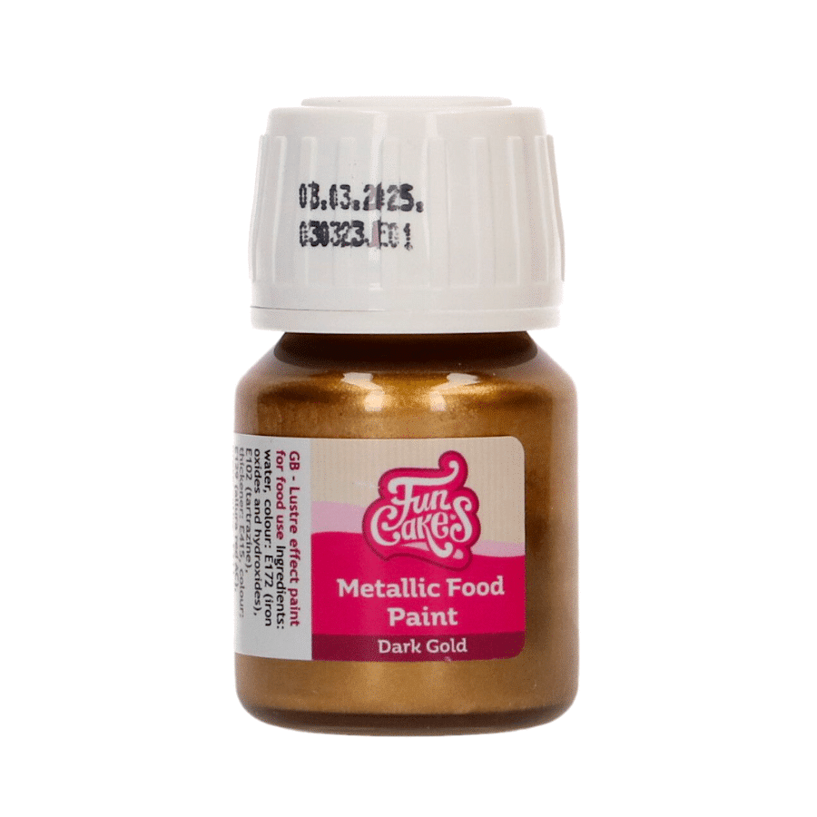 PINTURA METALIZADA COMESTIBLE FUNCAKES - ORO OSCURO 30 ML 1 PINTURA METALIZADA COMESTIBLE FUNCAKES - ORO OSCURO 30 ML