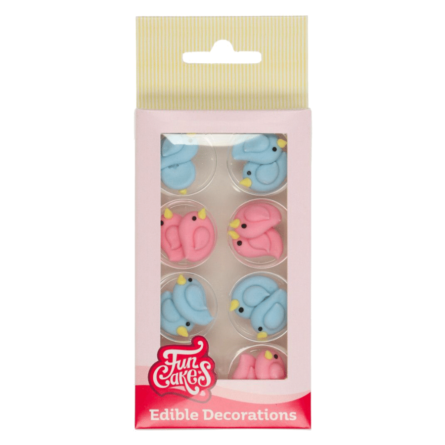 DECORACIONES DE AZUCAR FUNCAKES - PAJAROS ROSAS Y AZULES 1 DECORACIONES DE AZUCAR FUNCAKES - PAJAROS ROSAS Y AZULES