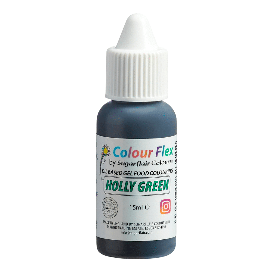 COLORANTE LIPOSOLUBLE "COLOURFLEX" SUGARFLAIR - HOLLY GREEN / VERDE ACEBO (15 ML) 1 COLORANTE LIPOSOLUBLE "COLOURFLEX" SUGARFLAIR - HOLLY GREEN / VERDE ACEBO (15 ML)
