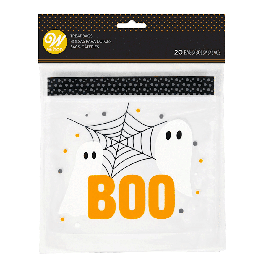 BOLSAS PARA DULCES (CIERRE ZIP) WILTON - "BOO!" (20 U) 1 BOLSAS PARA DULCES (CIERRE ZIP) WILTON - "BOO!" (20 U)