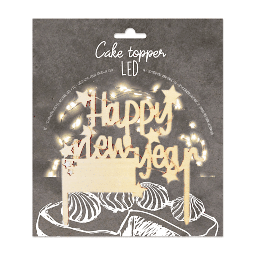 TOPPER PARA TARTA SCRAPCOOKING - "HAPPY NEW YEAR" LED 1 TOPPER PARA TARTA SCRAPCOOKING - "HAPPY NEW YEAR" LED