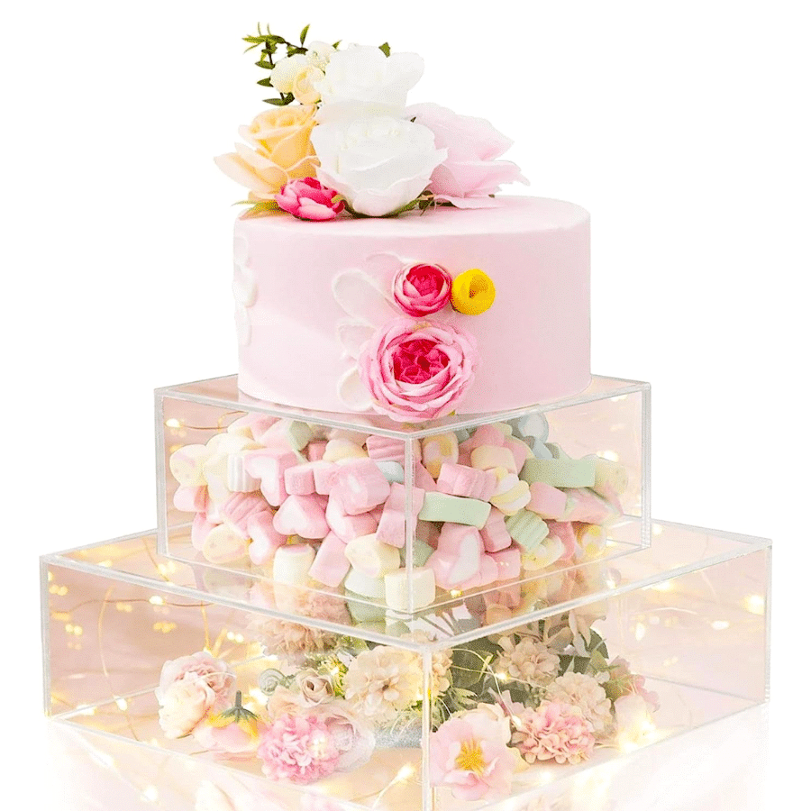 SOPORTE CUADRADO TRANSPARENTE PARA TARTAS - 30 CM / H 10 CM 2 SOPORTE CUADRADO TRANSPARENTE PARA TARTAS - 30 CM / H 10 CM - Imagen 2