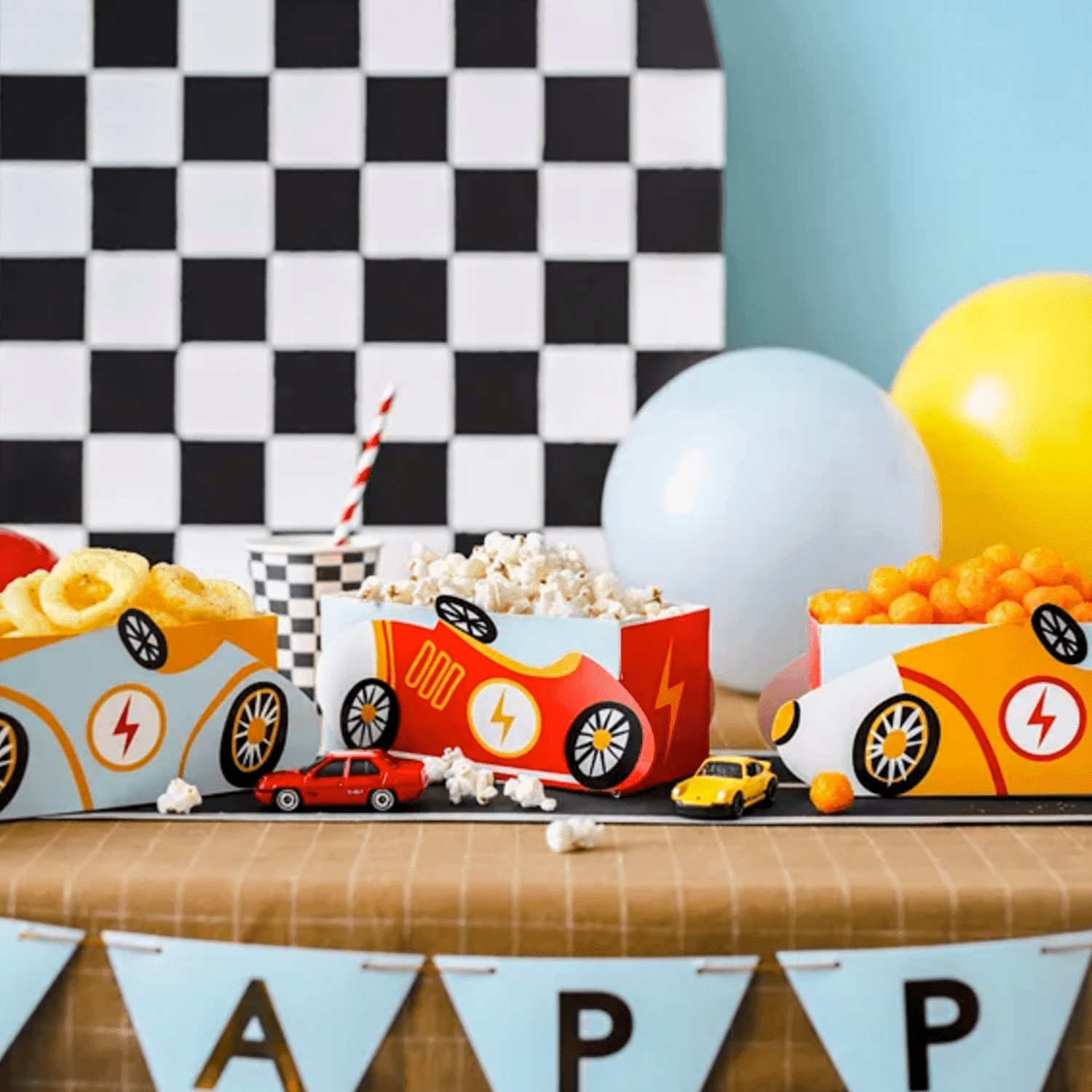CAJAS DE PAPEL PARA SNACKS PARTYDECO - COCHES 2 CAJAS DE PAPEL PARA SNACKS PARTYDECO - COCHES - Imagen 2