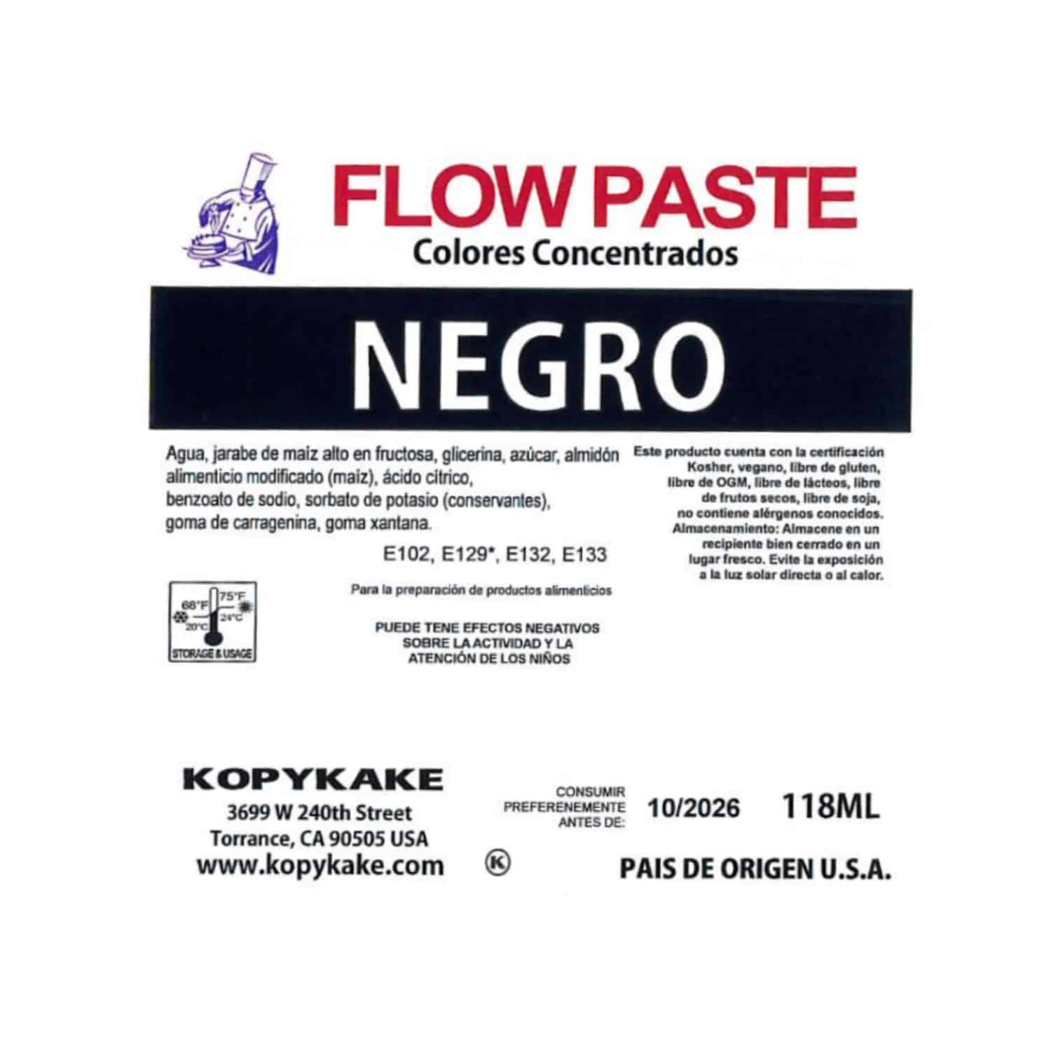 COLORANTE EN GEL "FLOW PASTE" KOPYKAKE - NEGRO (118 ML) 2 COLORANTE EN GEL "FLOW PASTE" KOPYKAKE - NEGRO (118 ML) - Imagen 2