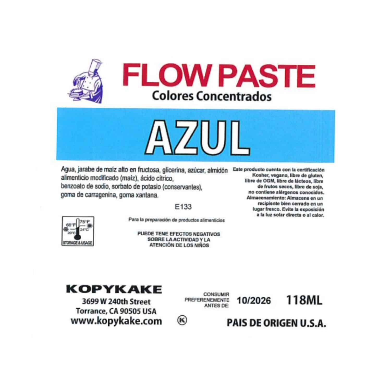 COLORANTE EN GEL "FLOW PASTE" KOPYKAKE - AZUL CIELO (118 ML) 2 COLORANTE EN GEL "FLOW PASTE" KOPYKAKE - AZUL CIELO (118 ML) - Imagen 2