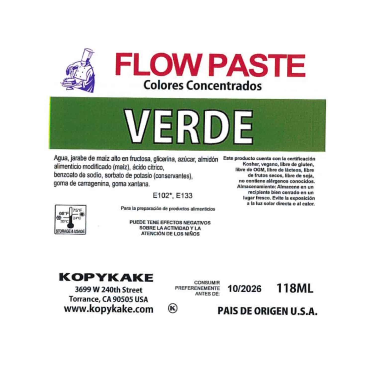 COLORANTE EN GEL "FLOW PASTE" KOPYKAKE - VERDE HOJA (118 ML) 2 COLORANTE EN GEL "FLOW PASTE" KOPYKAKE - VERDE HOJA (118 ML) - Imagen 2