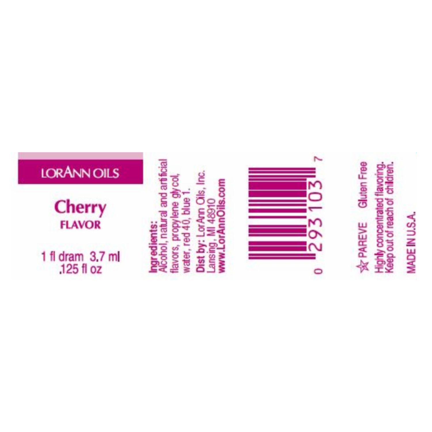 AROMA CONCENTRADO LORANN - CEREZA / CHERRY (3,7 ML) 2 AROMA CONCENTRADO LORANN - CEREZA / CHERRY (3,7 ML) - Imagen 2