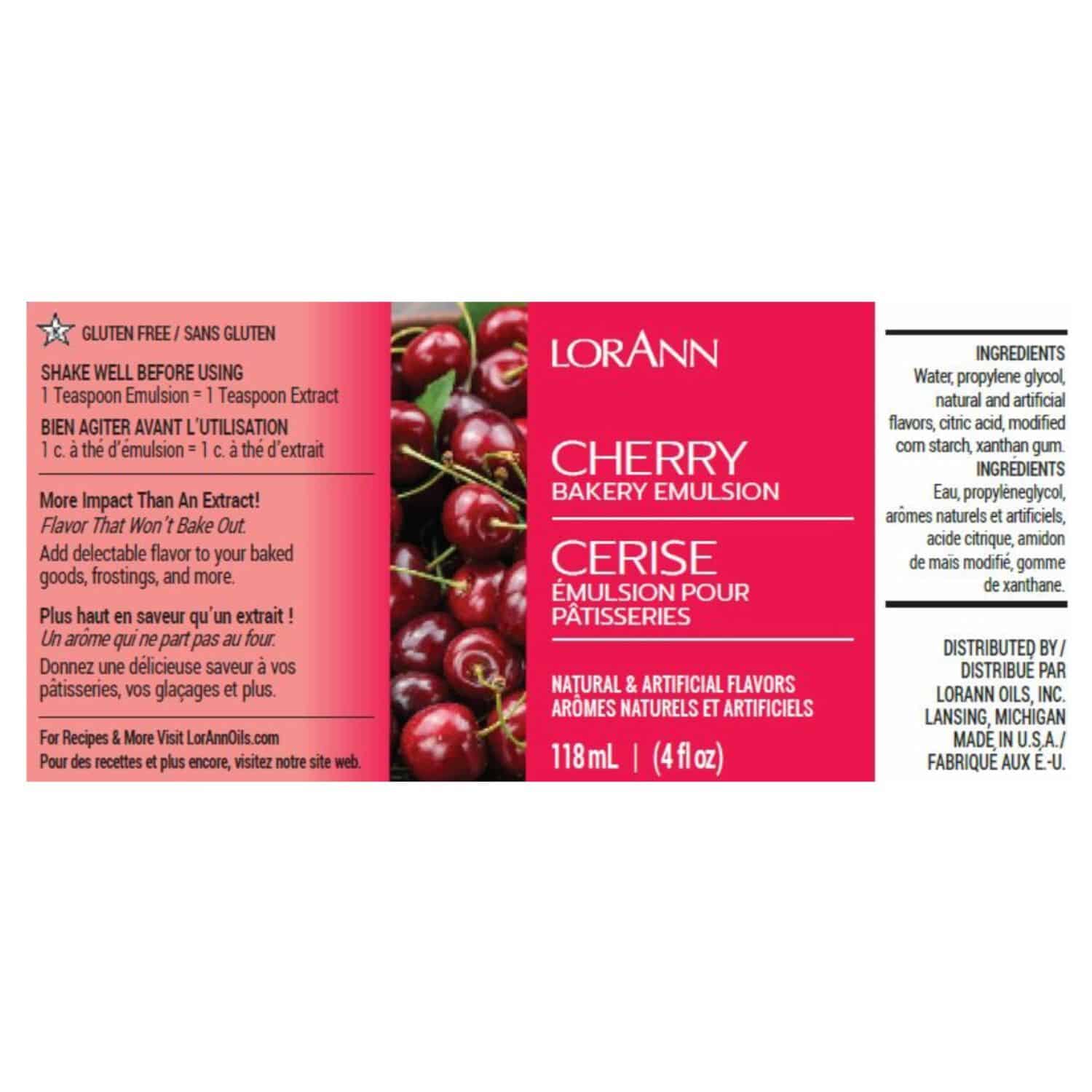 EMULSION DE PANADERIA LORANN - CEREZA / CHERRY (118 ML) 2 EMULSION DE PANADERIA LORANN - CEREZA / CHERRY (118 ML) - Imagen 2