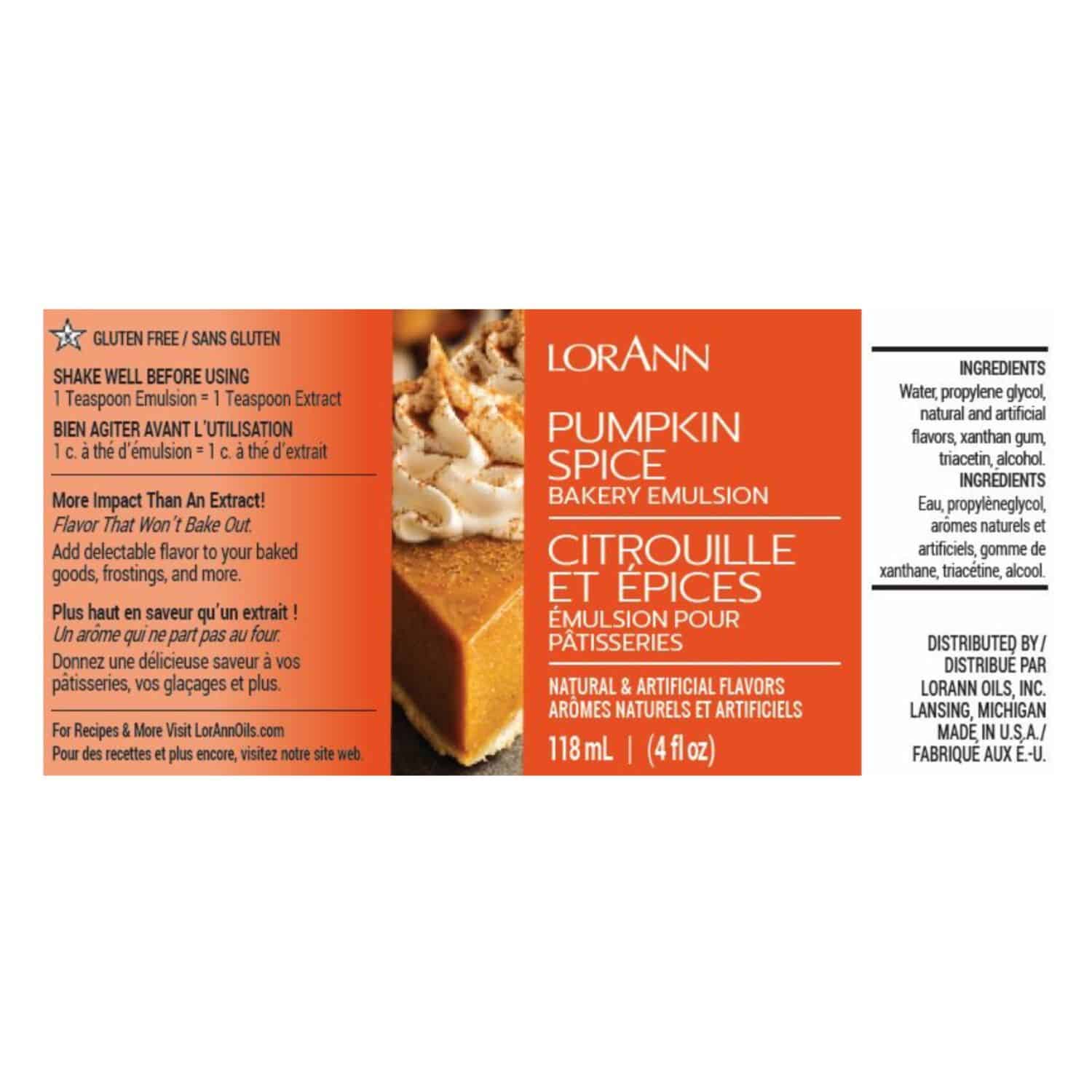 EMULSION DE PANADERIA LORANN - CALABAZA / PUMPKIN SPICE (118 ML) 2 EMULSION DE PANADERIA LORANN - CALABAZA / PUMPKIN SPICE (118 ML) - Imagen 2