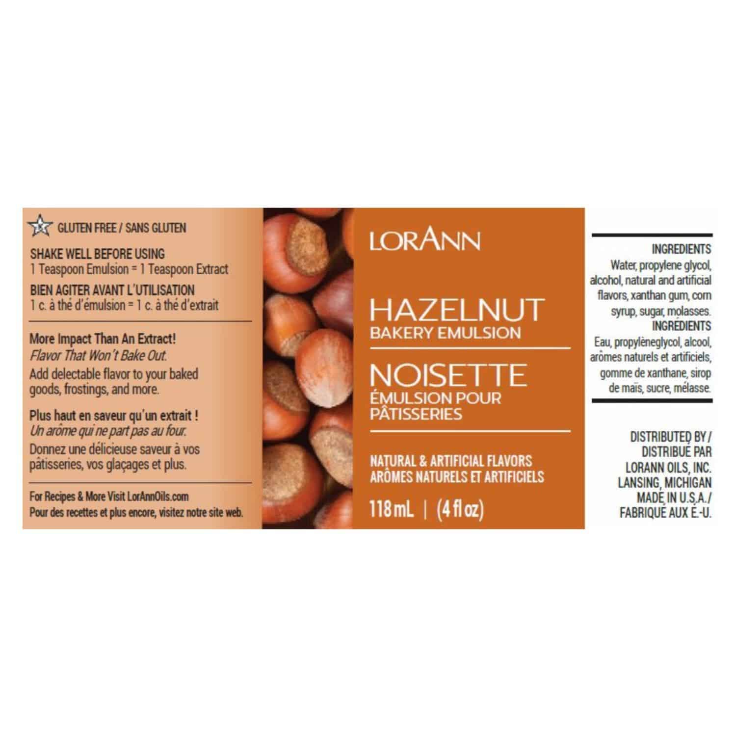 EMULSION DE PANADERIA LORANN - AVELLANA / HAZELNUT (118 ML) 2 EMULSION DE PANADERIA LORANN - AVELLANA / HAZELNUT (118 ML) - Imagen 2