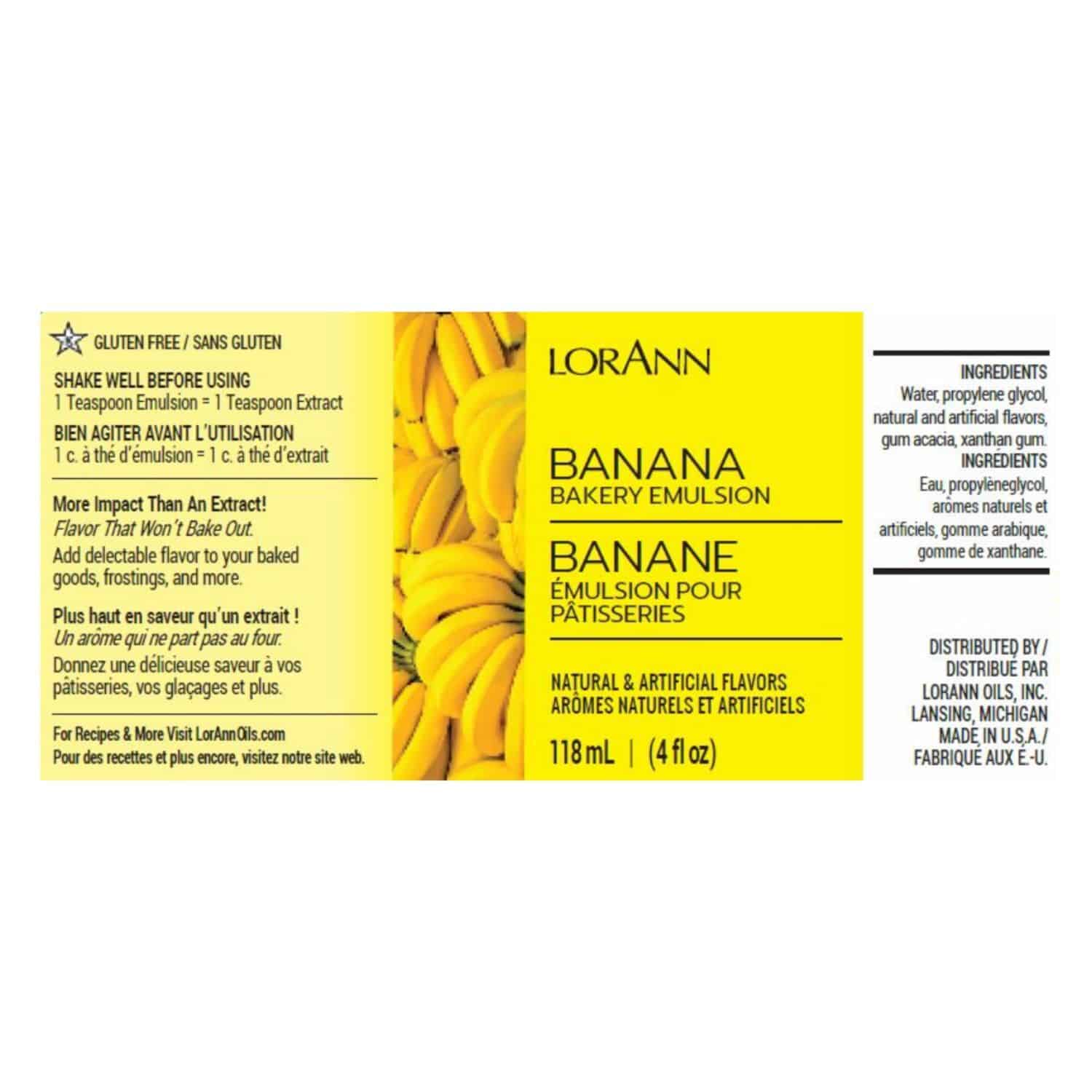 EMULSION DE PANADERIA LORANN - PLATANO / BANANA (118 ML) 2 EMULSION DE PANADERIA LORANN - PLATANO / BANANA (118 ML) - Imagen 2