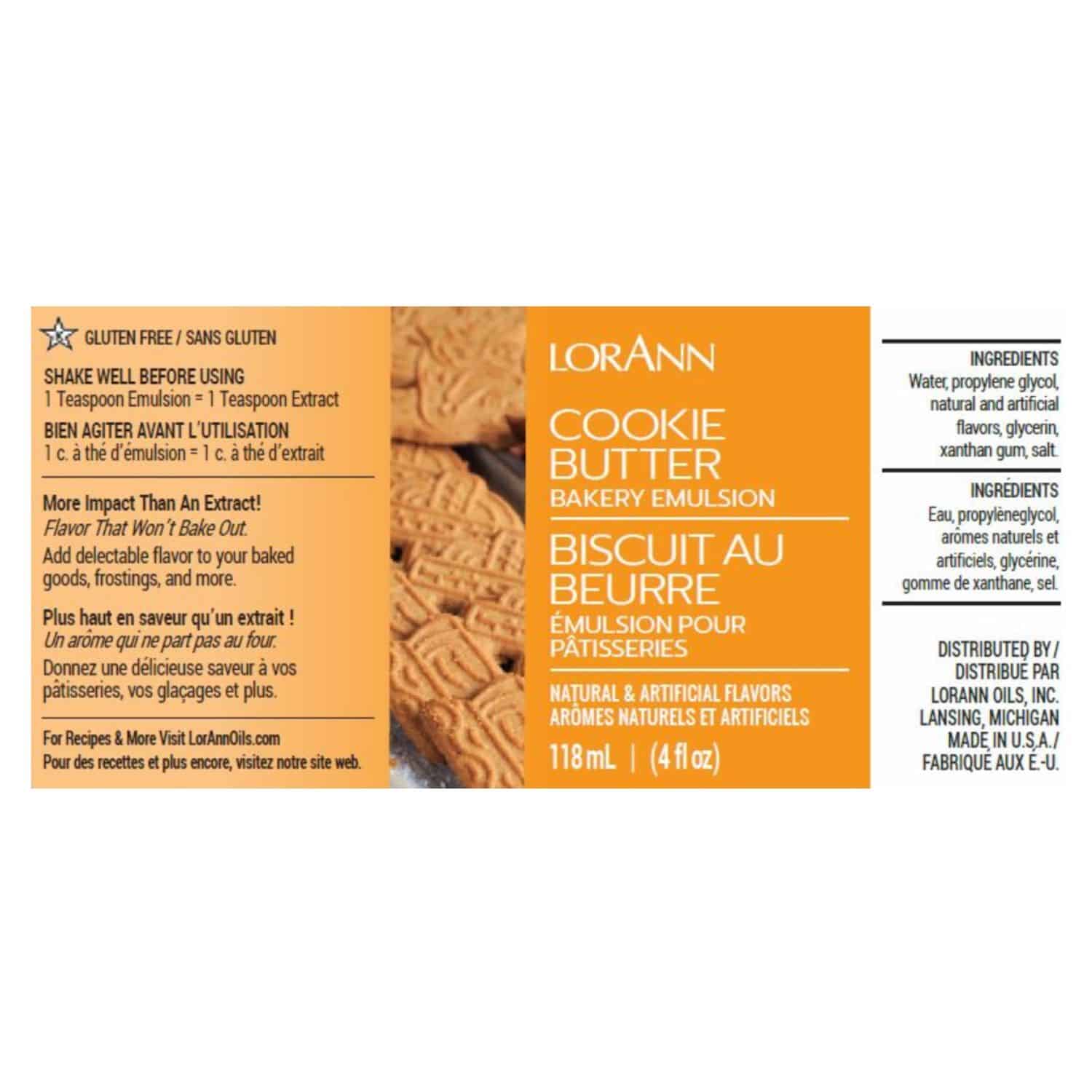 EMULSION DE PANADERIA LORANN - GALLETAS MANTEQUILLA / COOKIE BUTTER (118 ML) 2 EMULSION DE PANADERIA LORANN - GALLETAS MANTEQUILLA / COOKIE BUTTER (118 ML) - Imagen 2