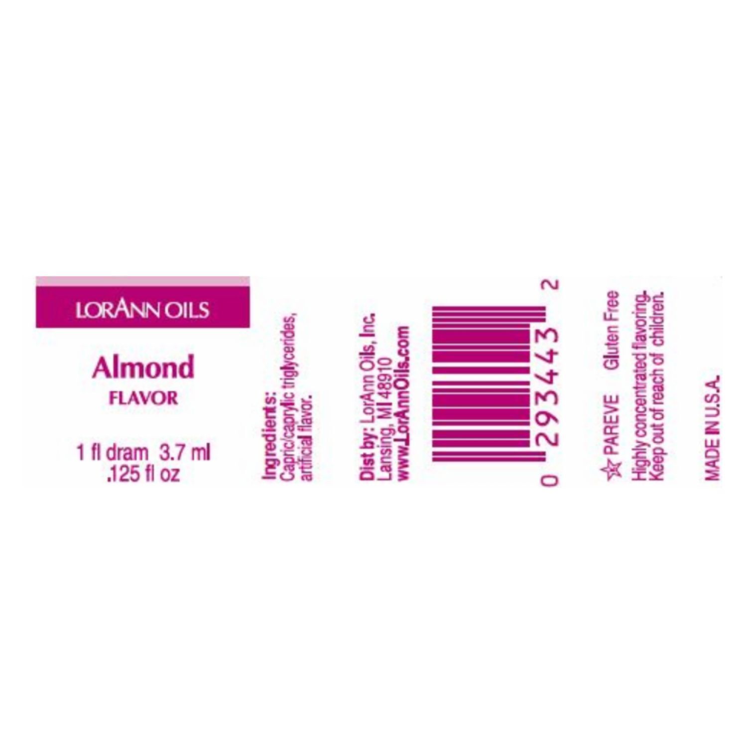 AROMA CONCENTRADO LORANN - ALMENDRA / ALMOND (3,7 ML) 2 AROMA CONCENTRADO LORANN - ALMENDRA / ALMOND (3,7 ML) - Imagen 2