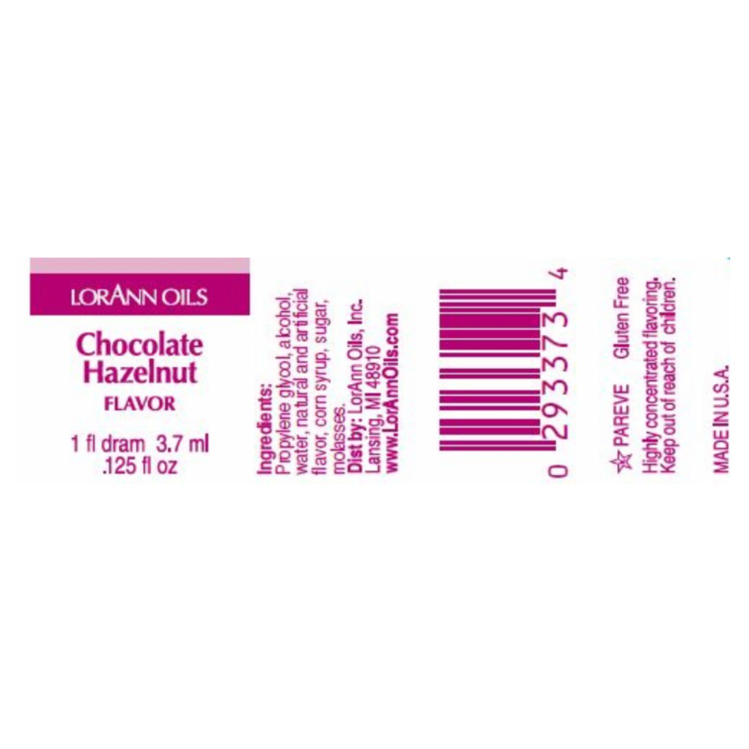 AROMA CONCENTRADO LORANN - CHOCOLATE AVELLANA / CHOCO HAZELNUT (3,7 ML) 3 AROMA CONCENTRADO LORANN - CHOCOLATE AVELLANA / CHOCO HAZELNUT (3,7 ML) - Imagen 3