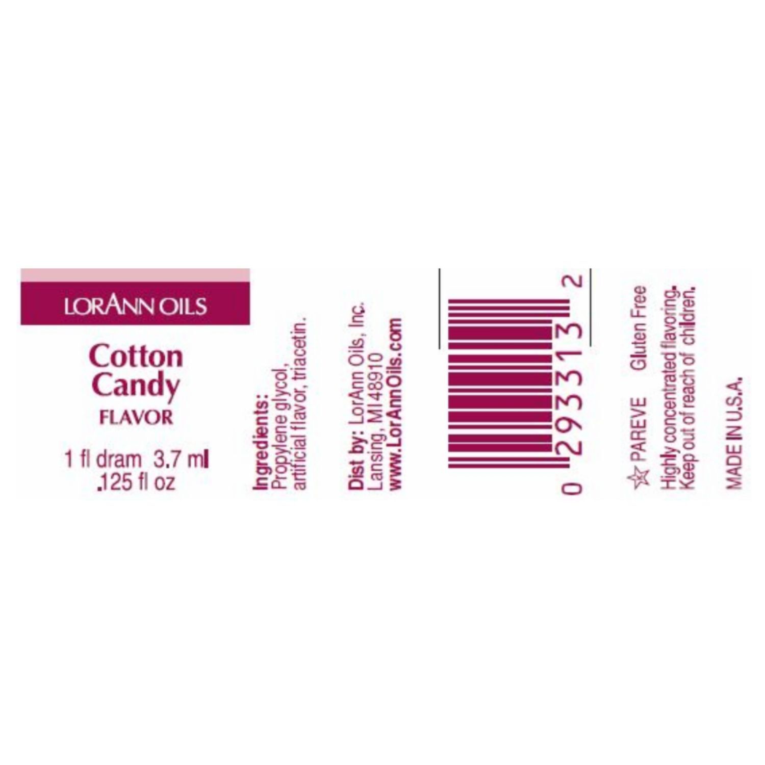 AROMA CONCENTRADO LORANN - ALGODON DE AZUCAR / COTTON CANDY (3,7 ML) 2 AROMA CONCENTRADO LORANN - ALGODON DE AZUCAR / COTTON CANDY (3,7 ML) - Imagen 2