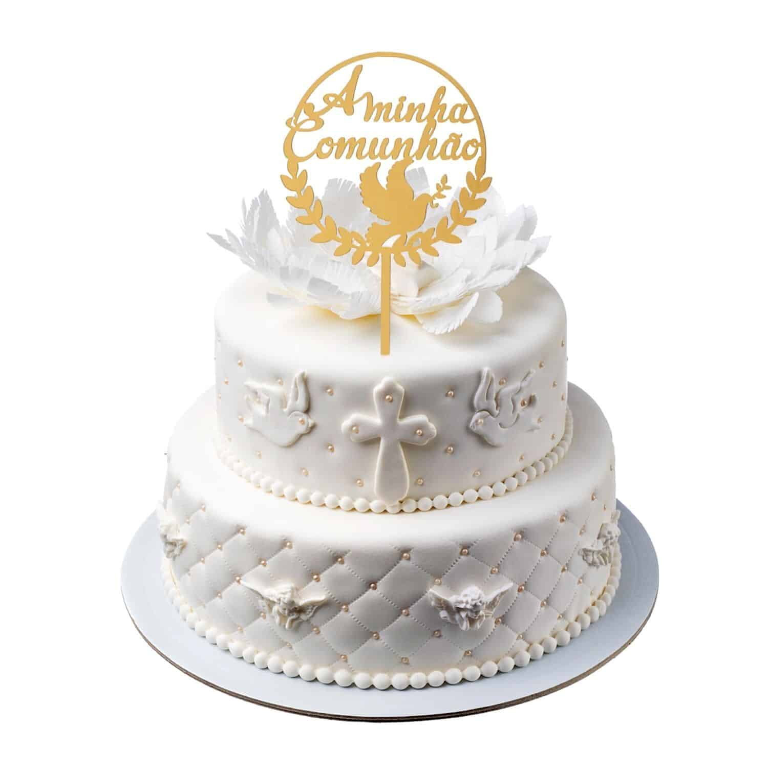 TOPPER PARA TARTA DORADO DEKORA - "A MINHA COMUNHAO" 2 TOPPER PARA TARTA DORADO DEKORA - "A MINHA COMUNHAO" - Imagen 2