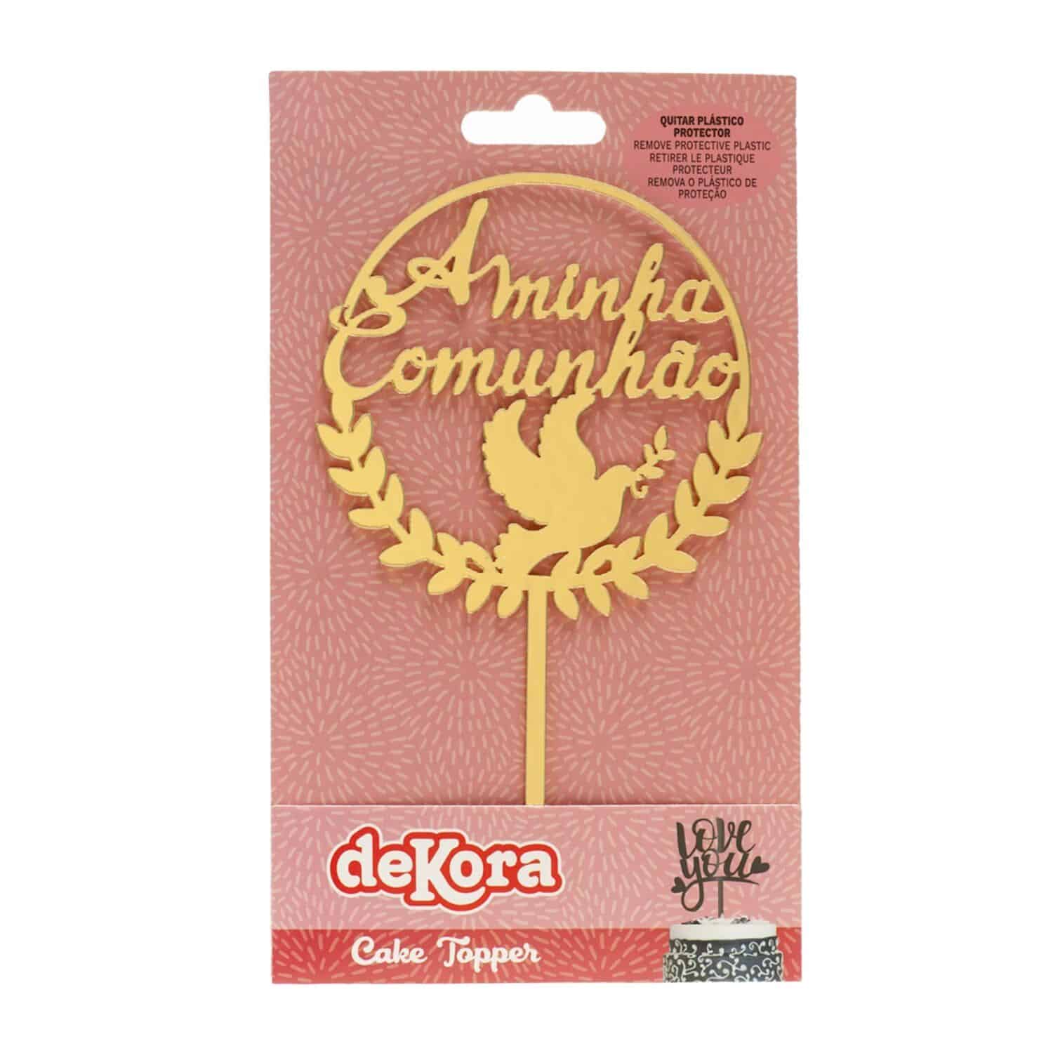 TOPPER PARA TARTA DORADO DEKORA - "A MINHA COMUNHAO" 3 TOPPER PARA TARTA DORADO DEKORA - "A MINHA COMUNHAO" - Imagen 3