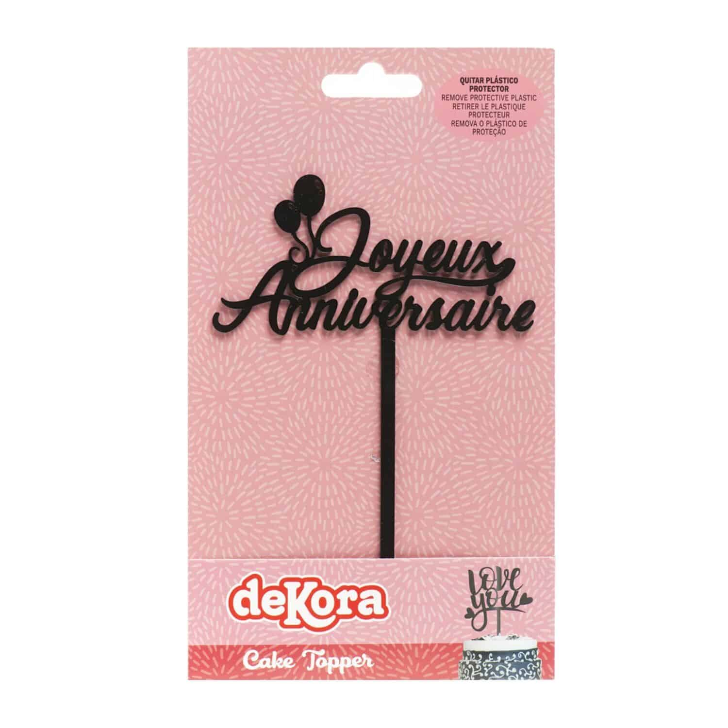 TOPPER PARA TARTA NEGRO DEKORA - "JOYEUX ANNIVERSAIRE" 3 TOPPER PARA TARTA NEGRO DEKORA - "JOYEUX ANNIVERSAIRE" - Imagen 3