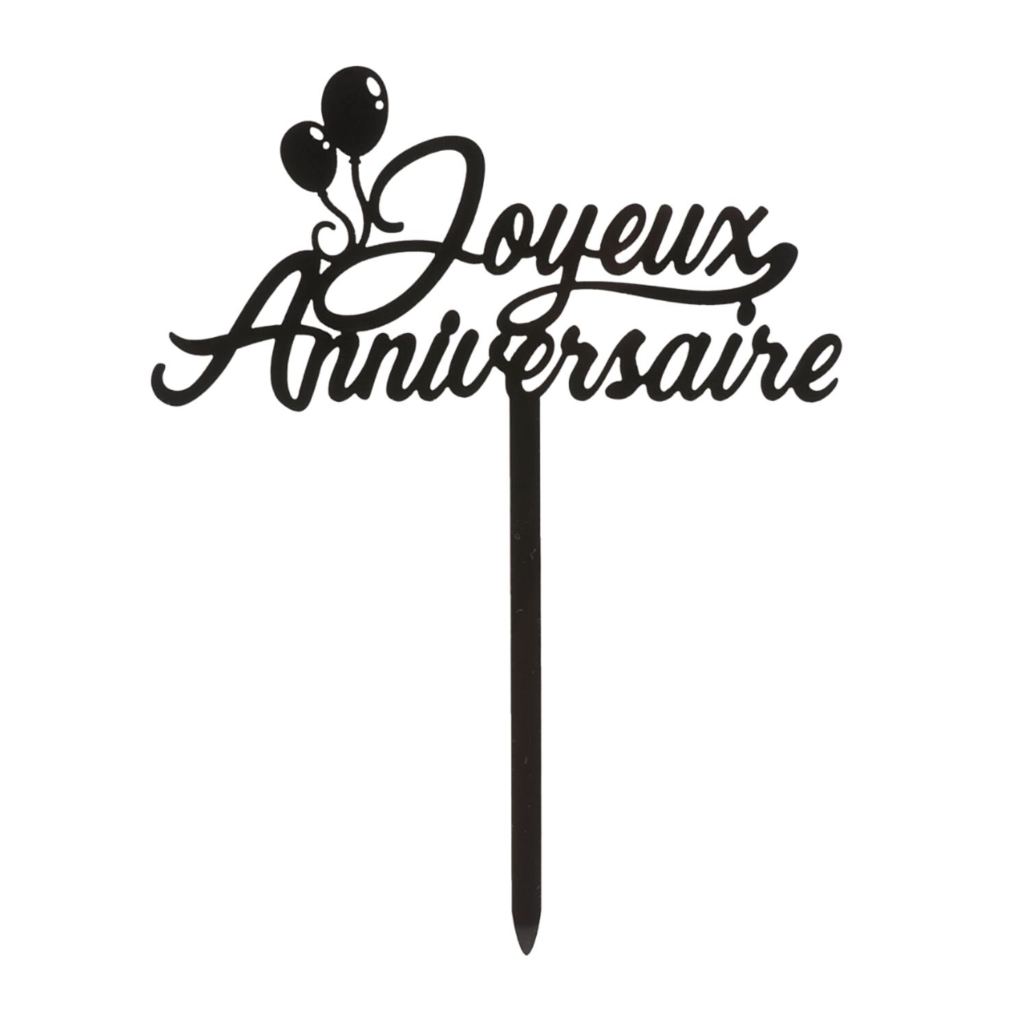 TOPPER PARA TARTA NEGRO DEKORA - "JOYEUX ANNIVERSAIRE" 1 TOPPER PARA TARTA NEGRO DEKORA - "JOYEUX ANNIVERSAIRE"