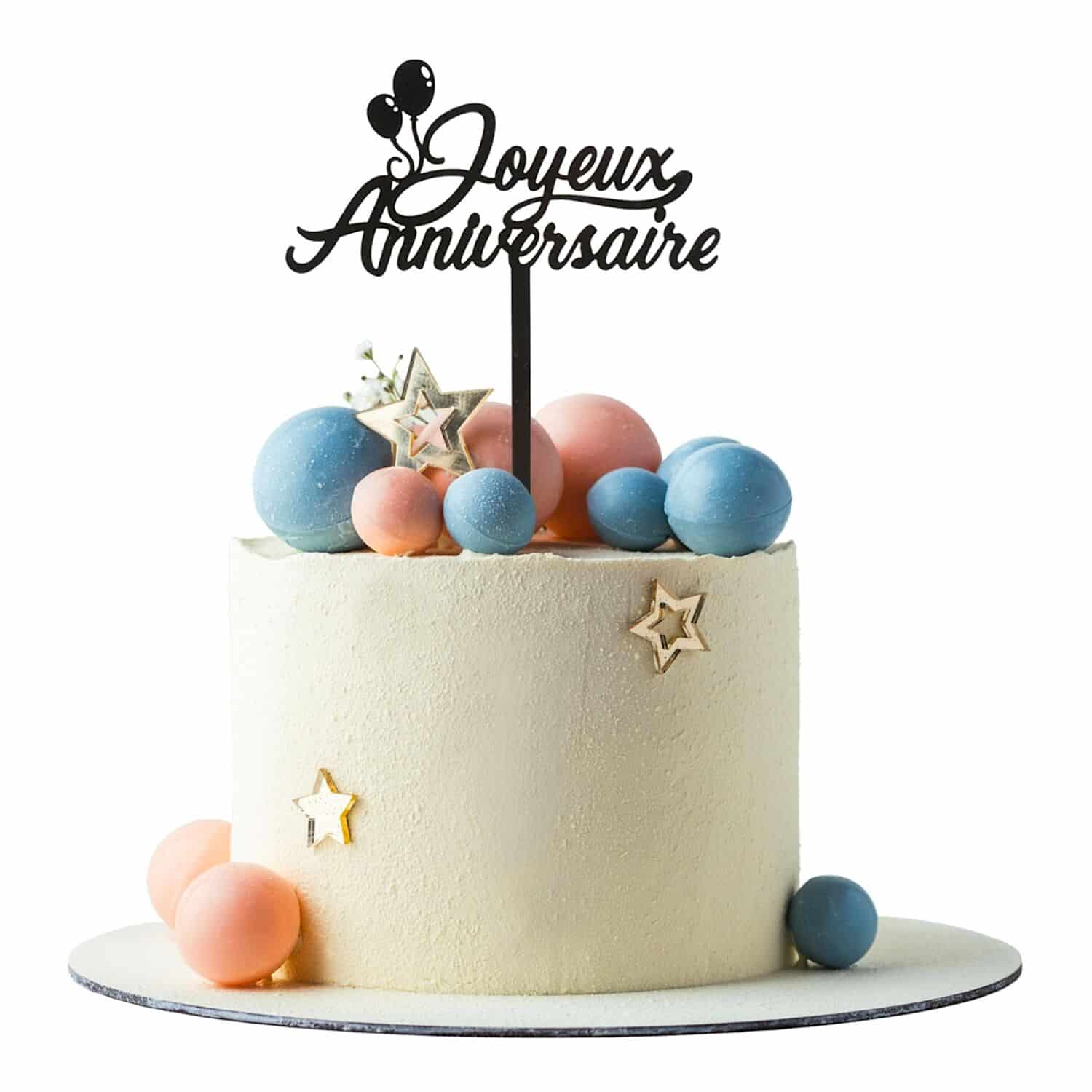 TOPPER PARA TARTA NEGRO DEKORA - "JOYEUX ANNIVERSAIRE" 2 TOPPER PARA TARTA NEGRO DEKORA - "JOYEUX ANNIVERSAIRE" - Imagen 2