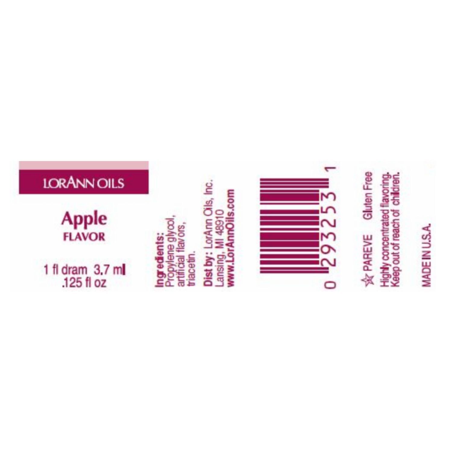 AROMA CONCENTRADO LORANN - MANZANA ROJA / APPLE (3,7 ML) 2 AROMA CONCENTRADO LORANN - MANZANA ROJA / APPLE (3,7 ML) - Imagen 2