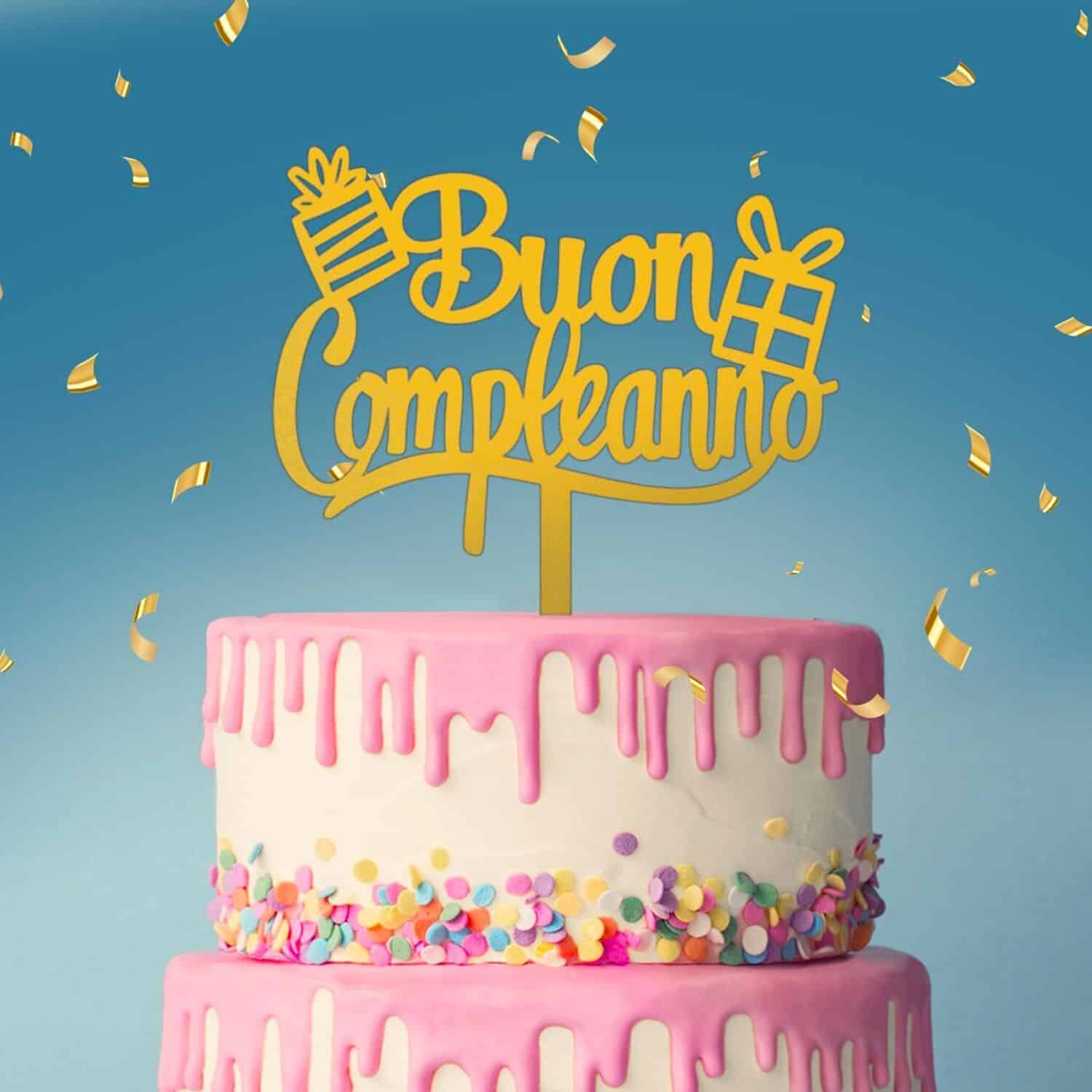 TOPPER PARA TARTA DORADO DEKORA - "BUON COMPLEANNO" 3 TOPPER PARA TARTA DORADO DEKORA - "BUON COMPLEANNO" - Imagen 3
