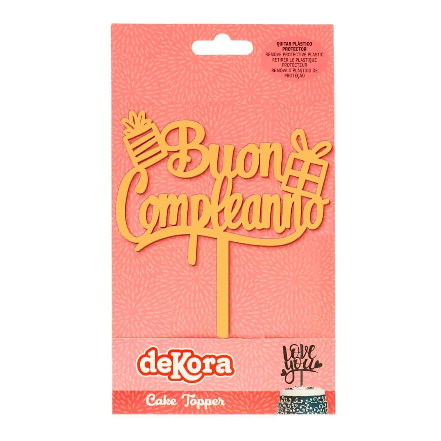TOPPER PARA TARTA DORADO DEKORA - "BUON COMPLEANNO" 2 TOPPER PARA TARTA DORADO DEKORA - "BUON COMPLEANNO" - Imagen 2