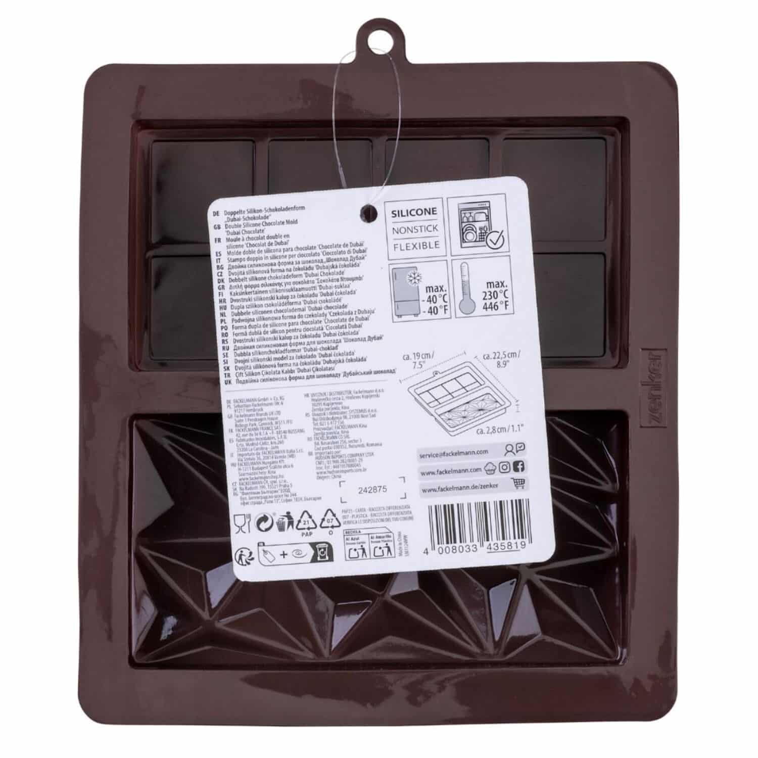 MOLDE SILICONA DOBLE ZENKER - TABLETA CHOCOLATE DUBAI 3 MOLDE SILICONA DOBLE ZENKER - TABLETA CHOCOLATE DUBAI - Imagen 3