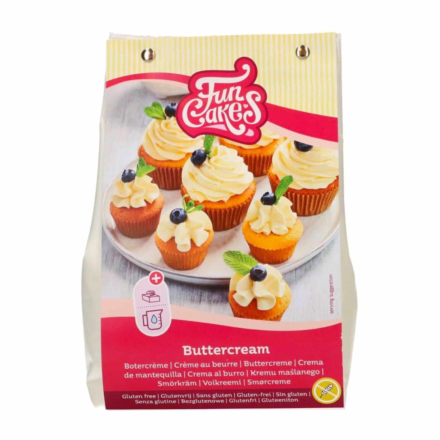 PREPARADO FUNCAKES PARA "BUTTERCREAM" (CREMA MANTEQUILLA) 500 G - SIN GLUTEN 1 PREPARADO FUNCAKES PARA "BUTTERCREAM" (CREMA MANTEQUILLA) 500 G - SIN GLUTEN