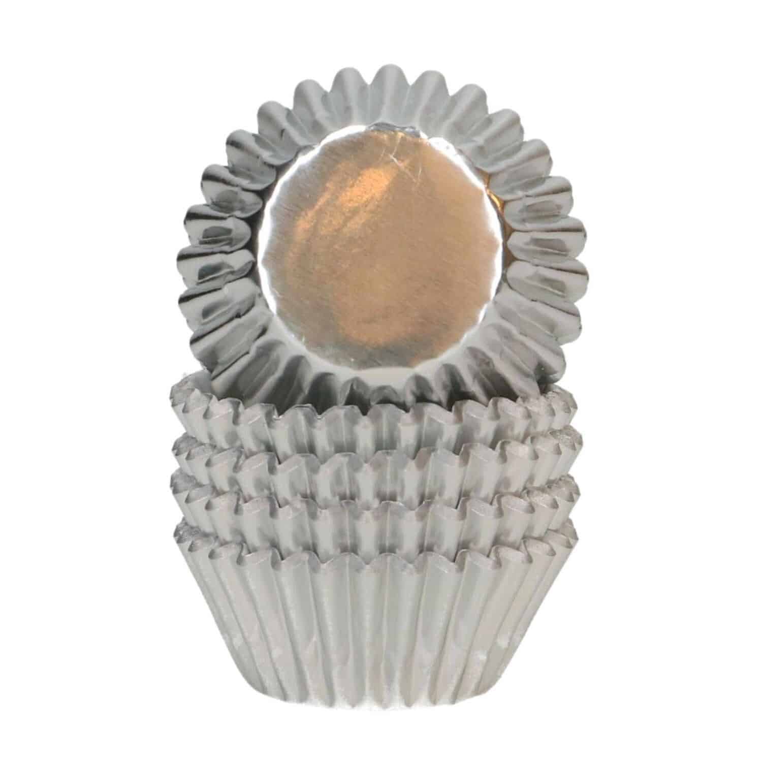 CAPSULAS MINI CUPCAKES PAPEL ALUMINIO "FOIL" WILTON - PLATA METALICO 1 CAPSULAS MINI CUPCAKES PAPEL ALUMINIO "FOIL" WILTON - PLATA METALICO