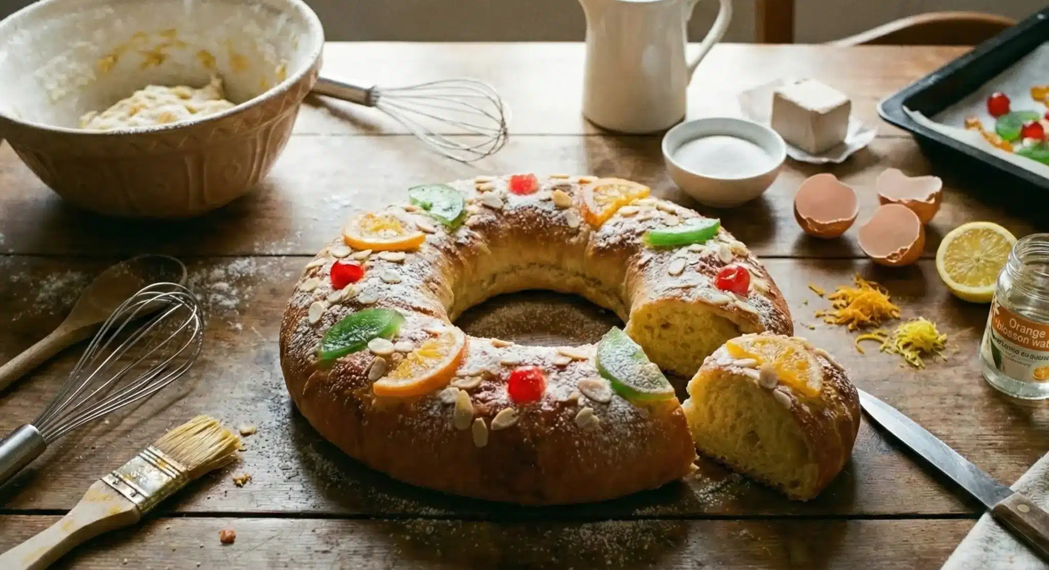 receta de roscón de reyes casero tradicional con miga esponjosa y decoración clásica