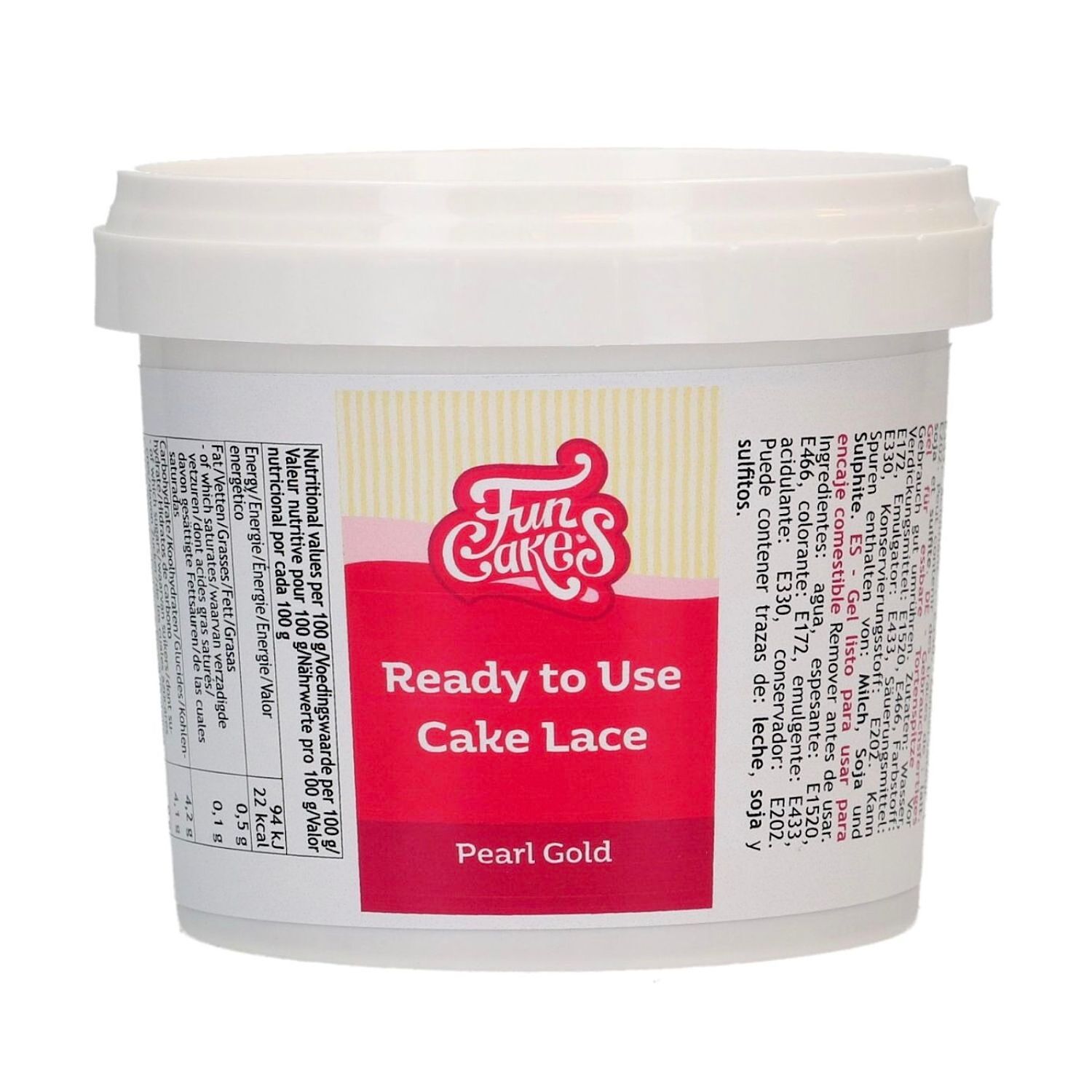 ENCAJE COMESTIBLE CAKE LACE FUNCAKES - ORO PERLADO (200 G) 1 ENCAJE COMESTIBLE CAKE LACE FUNCAKES - ORO PERLADO (200 G)