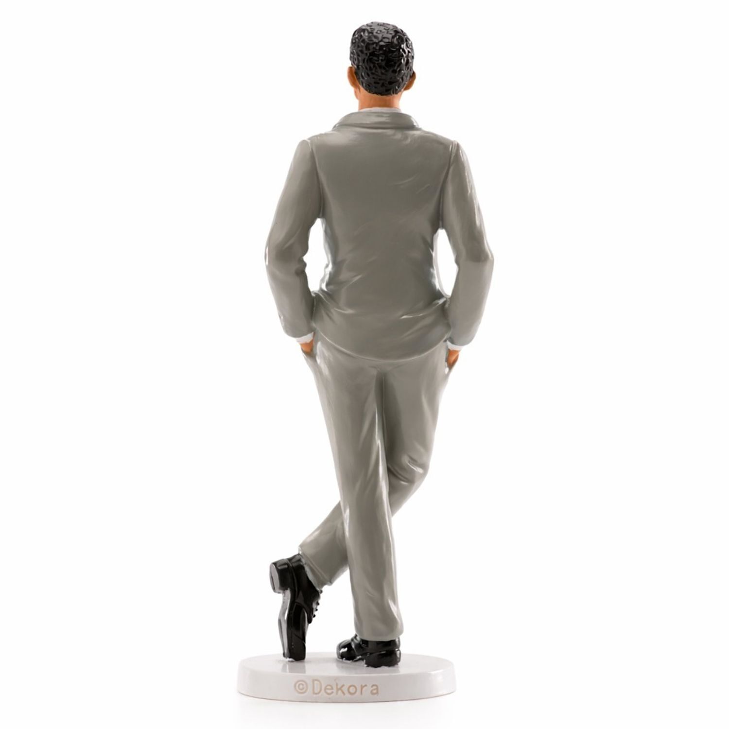 FIGURA PARA TARTA DE BODA NOVIO CON TRAJE GRIS Y ROSA ROJA 2 FIGURA PARA TARTA DE BODA NOVIO CON TRAJE GRIS Y ROSA ROJA - Imagen 2