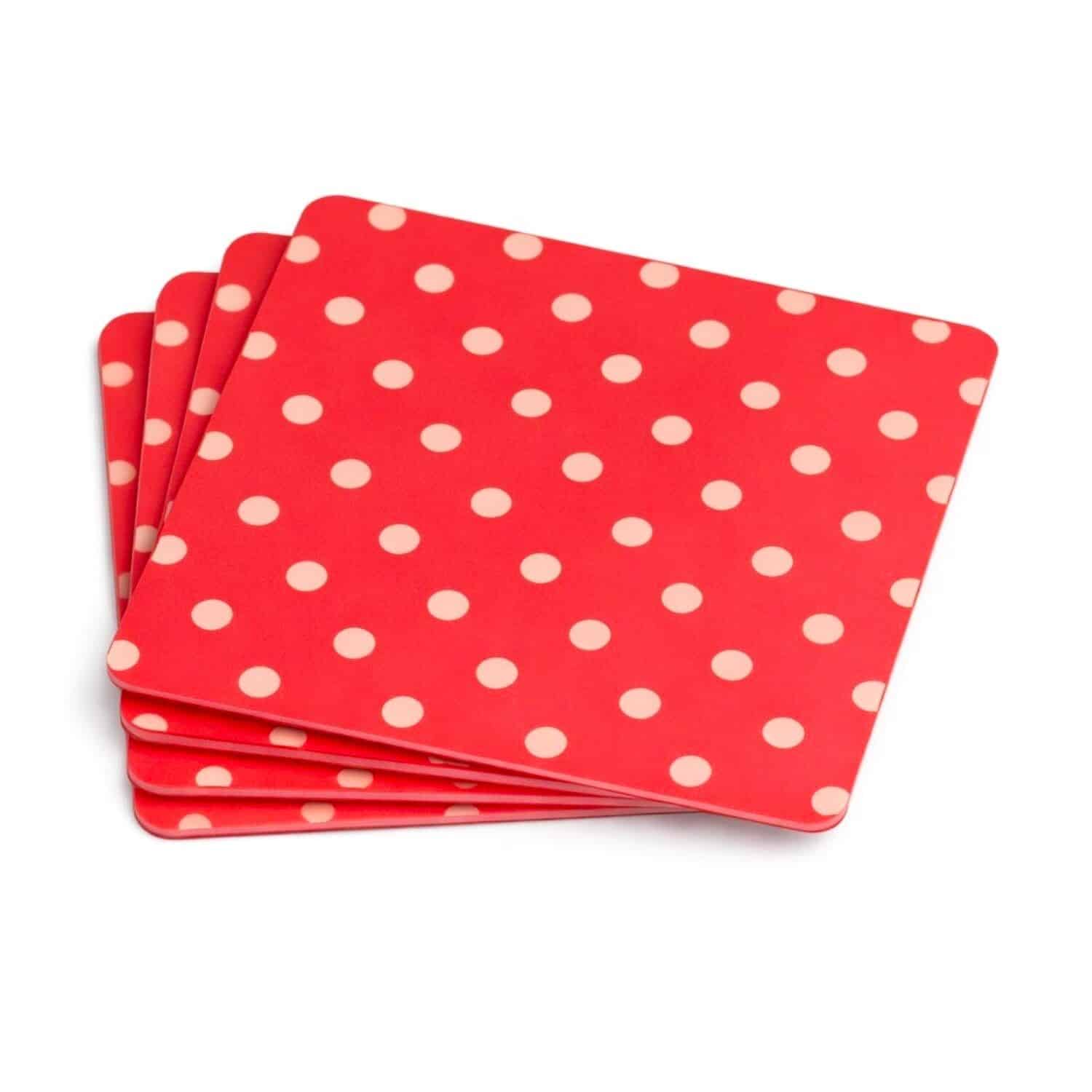 SET 6 POSAVASOS ROJOS DE LUNARES "POLKA DOTS" 1 SET 6 POSAVASOS ROJOS DE LUNARES "POLKA DOTS"